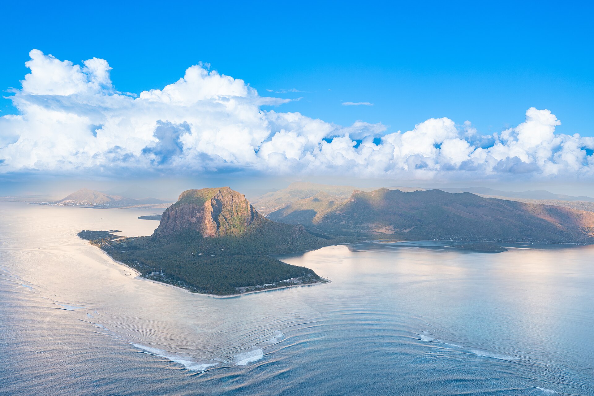 Le Morne peninsula and luminous lagoon at the southwest tip of Mauritius