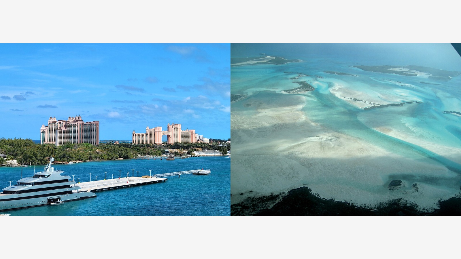Pale sandbanks and turquoise shallows in the Exumas, Bahamas