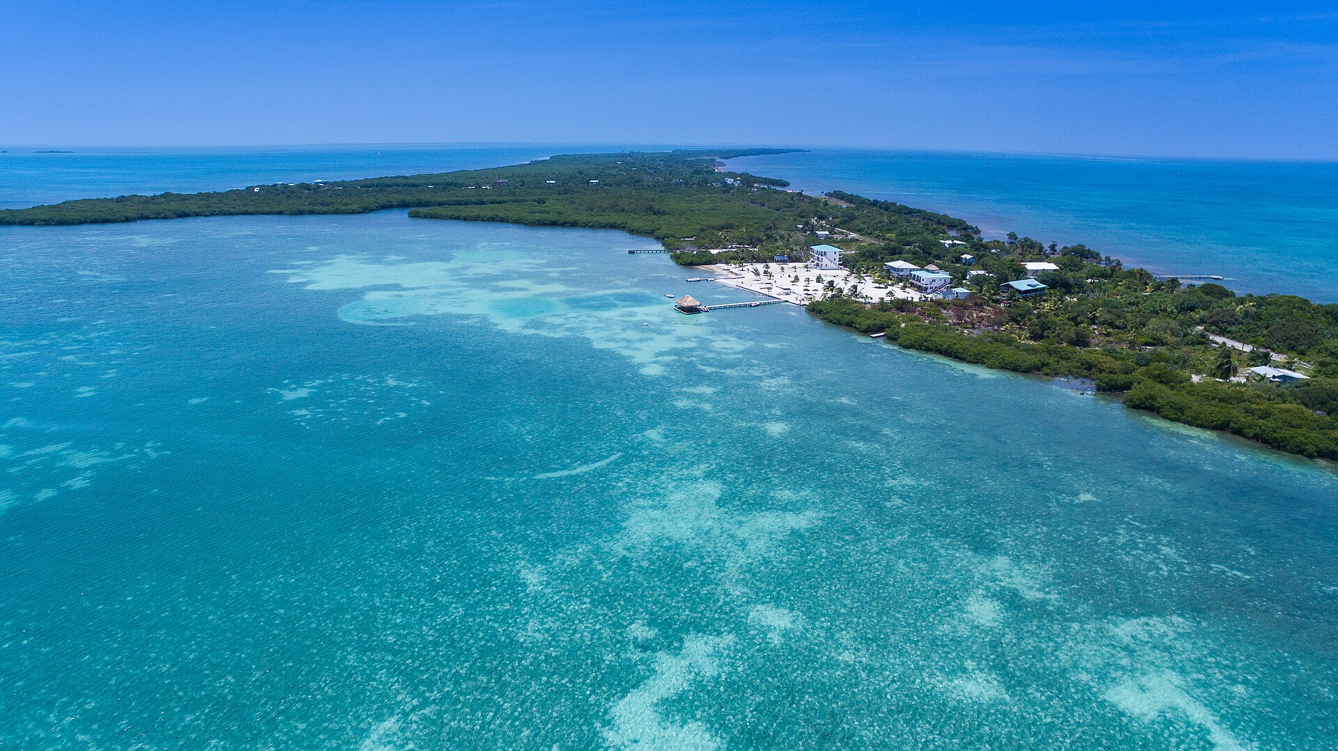 Coral shelves and blue channels of the Belize Barrier Reef