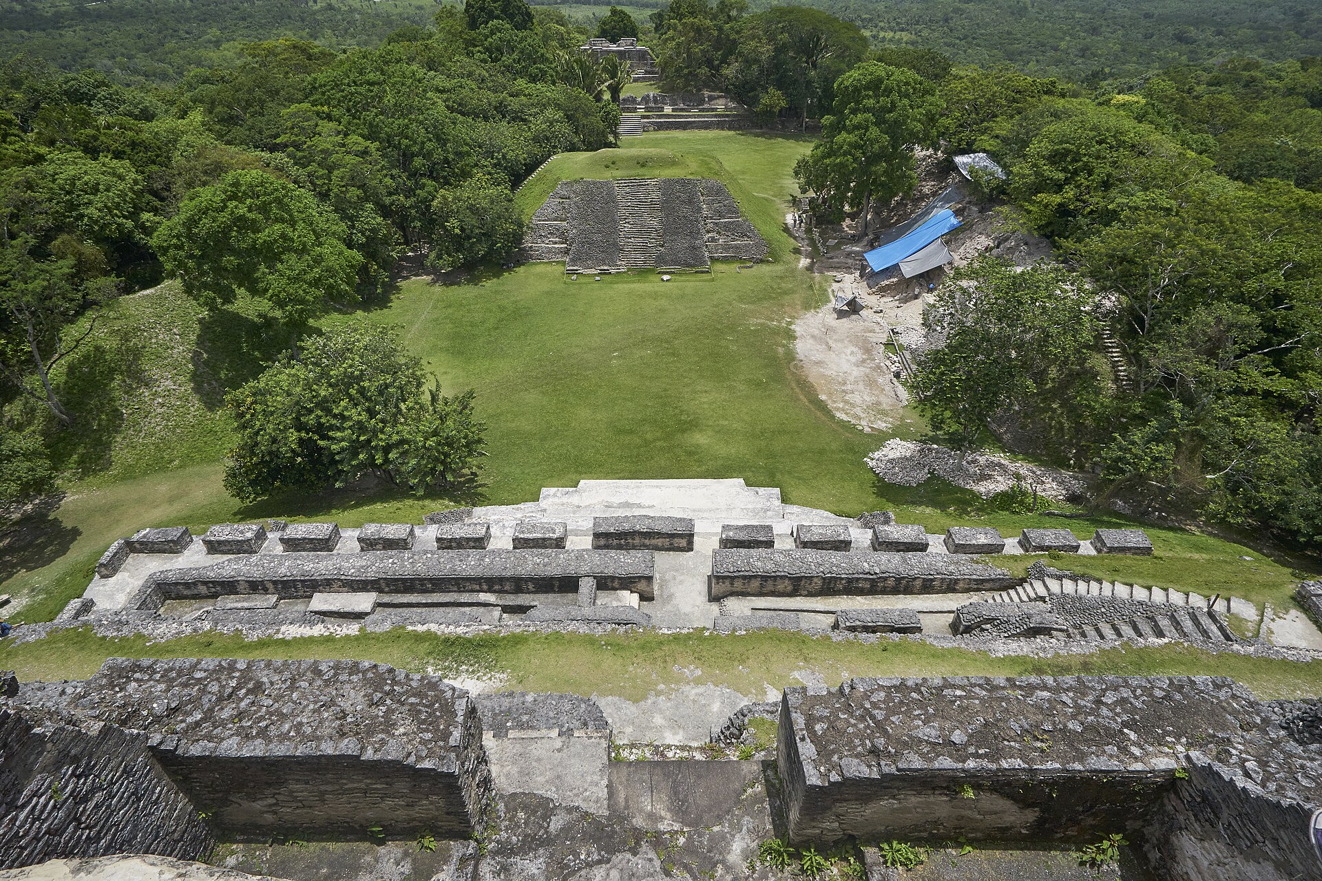 Maya plazas and forest from El Castillo at Xunantunich, Belize