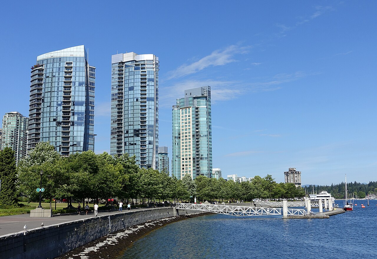Vancouver skyline and seawall in British Columbia
