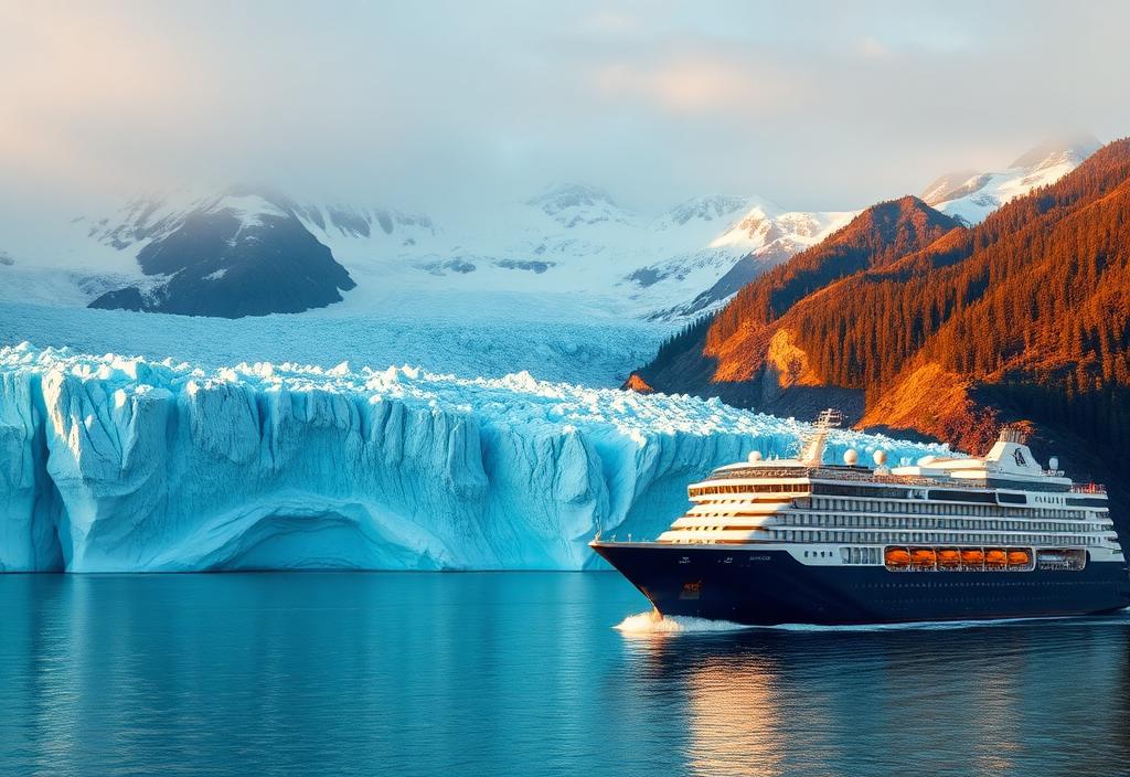 Inside Passage cruise scenery with forested coast and mountains