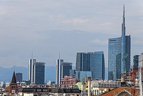 Where to stay for Milan: Milan skyline around Unicredit Tower from Duomo