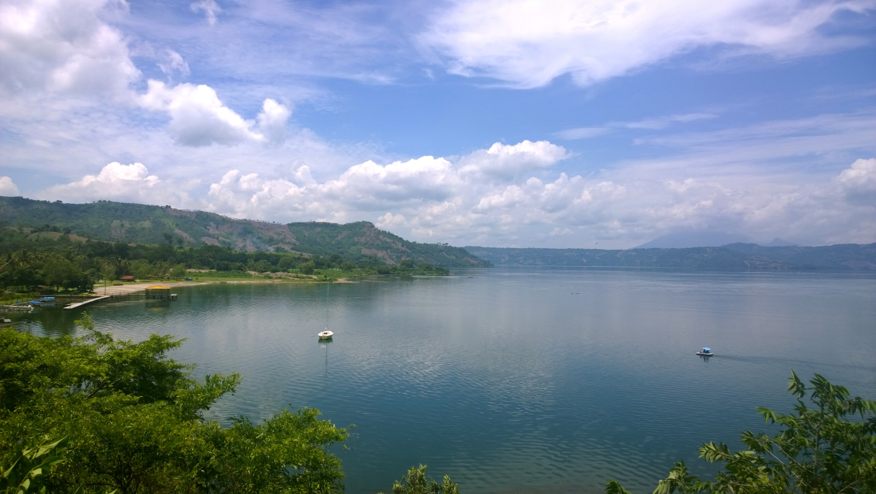 Lake Ilopango and its volcanic landscape east of San Salvador, El Salvador