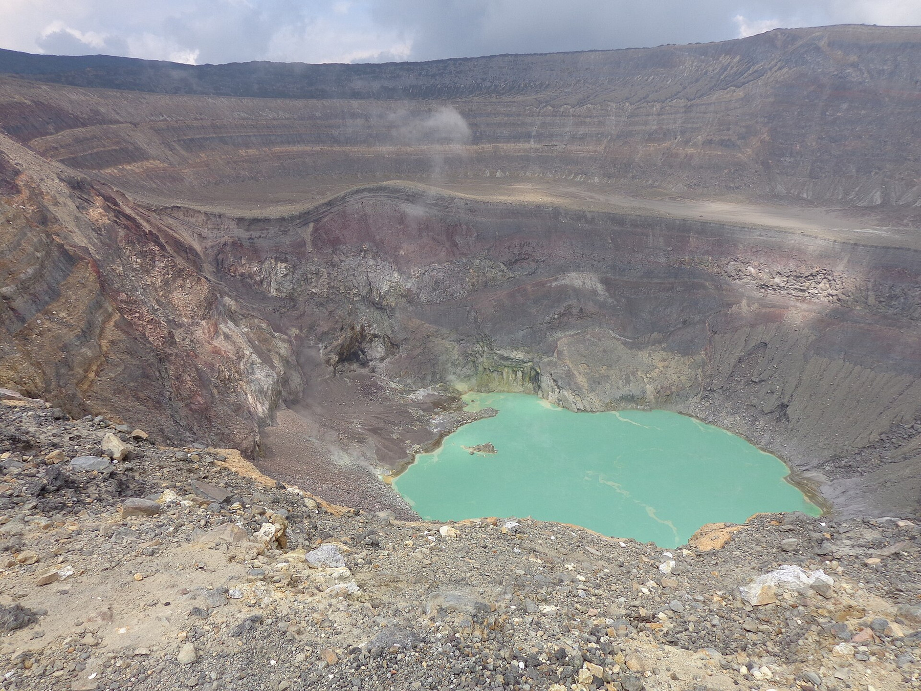 Turquoise crater lake inside Santa Ana Volcano in El Salvador