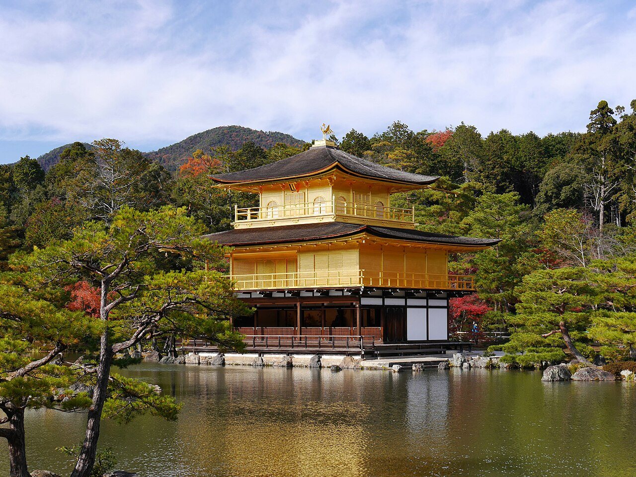 Northern temples: Kinkaku ji the Golden Temple in Kyoto overlooking the lake high rez