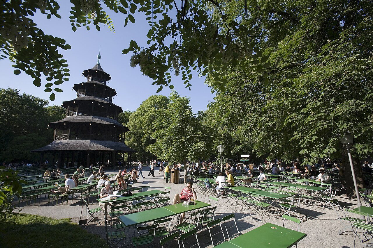 English Garden: Munich Chinese tower Pagoda 1789 Beergarden 4406