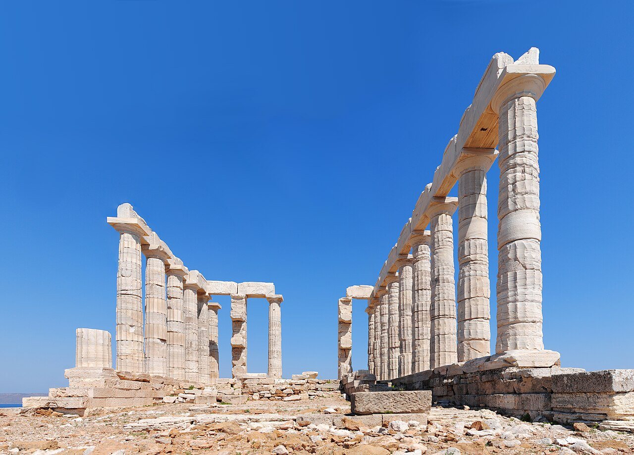Cape Sounion or nearby islands: Temple of Poseidon from the East, June 2012