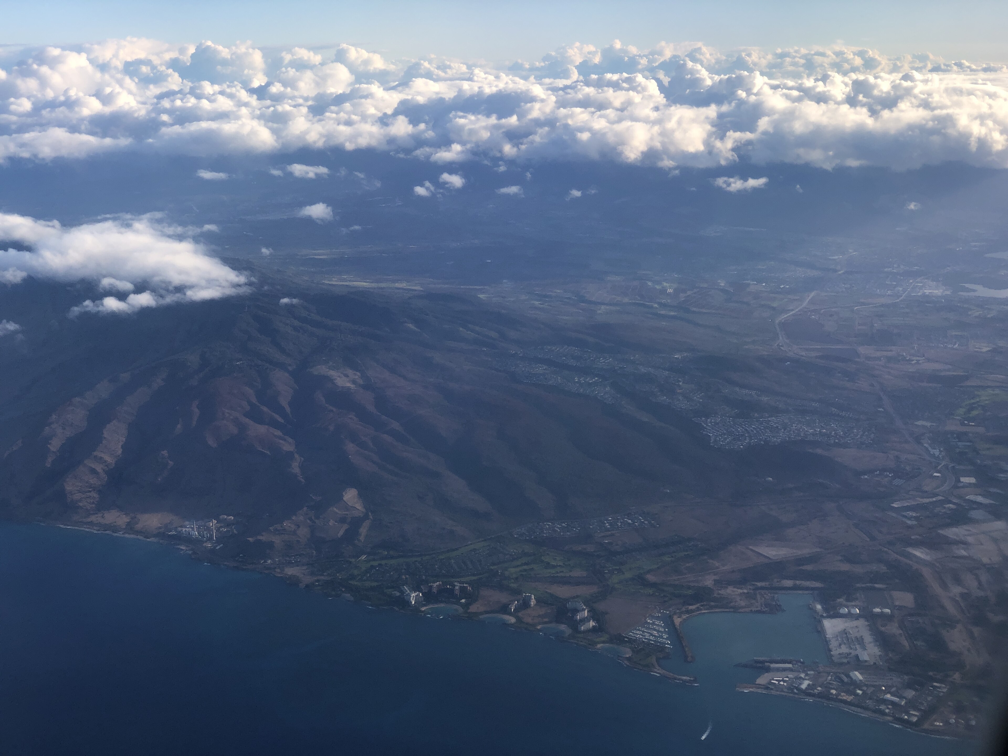 Oahu's Ko Olina coast seen from an inter-island flight from Honolulu to Lihue