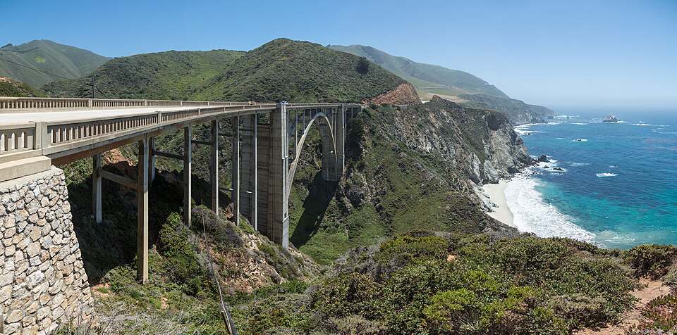 Highway 1 crossing Bixby Creek Bridge above California's rugged Big Sur coast