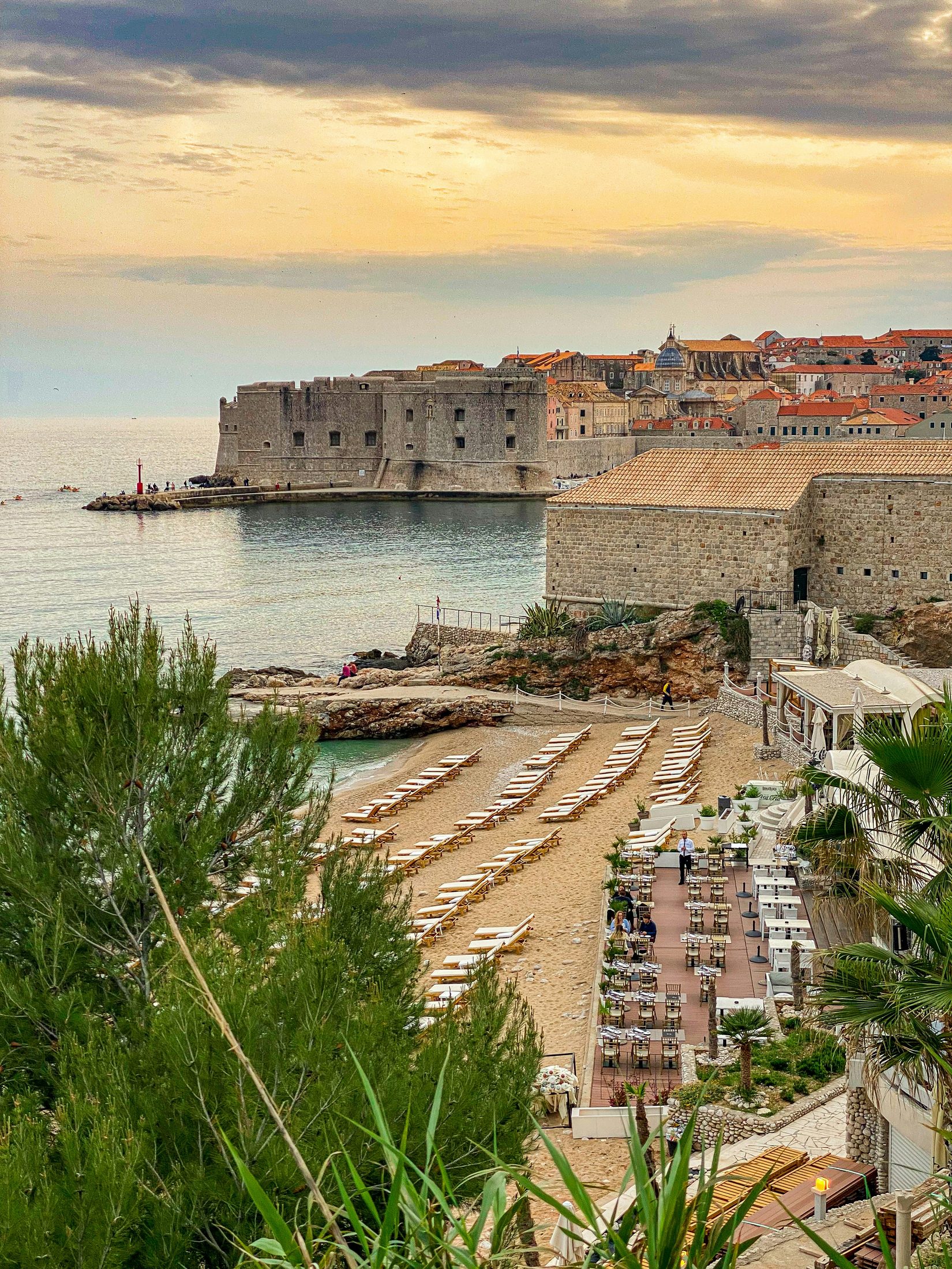Dubrovnik's fortified old town and Adriatic shoreline viewed from above