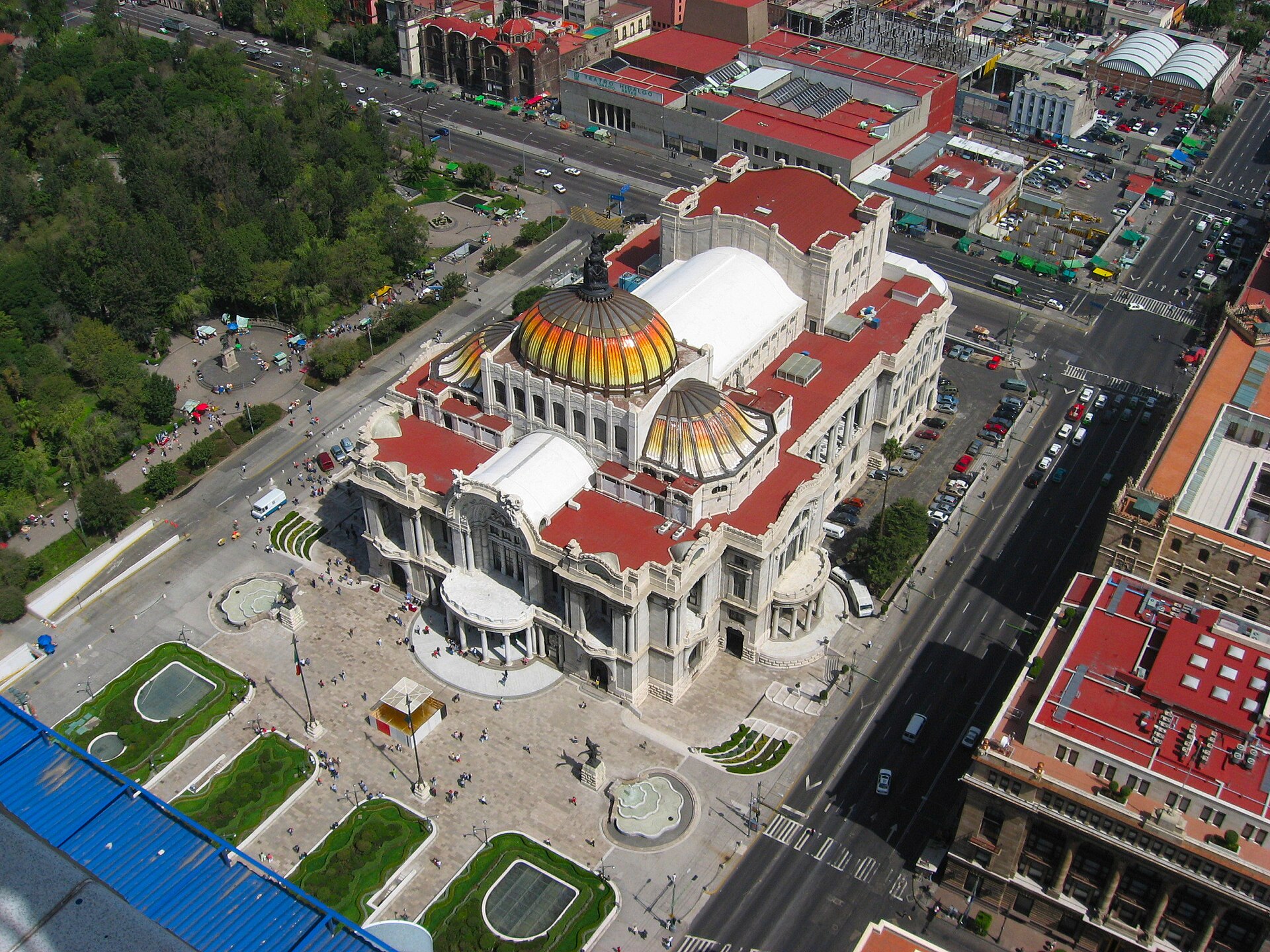 Palacio de Bellas Artes and the historic center skyline in Mexico City