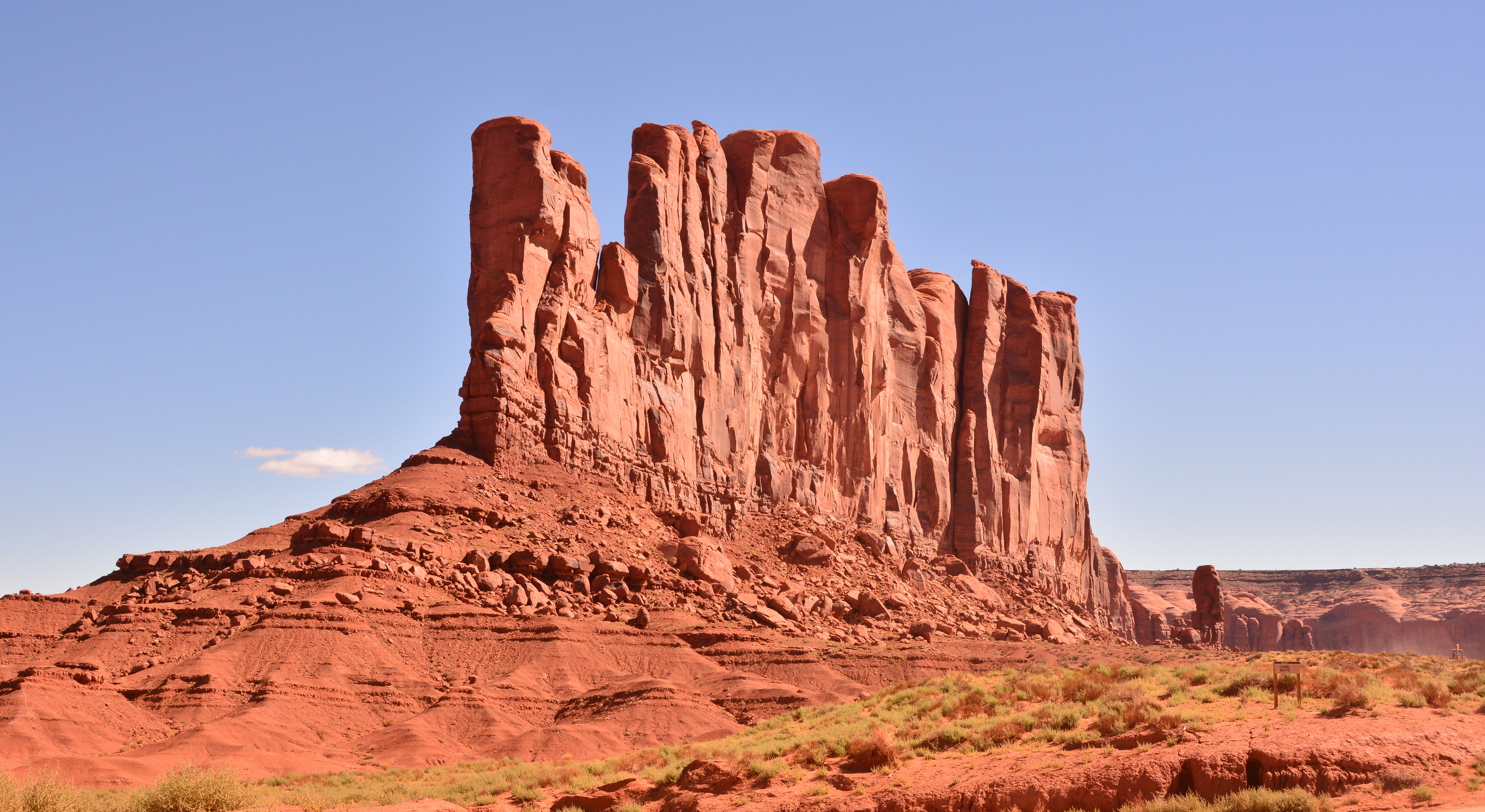 Camel Butte rising from the red desert of Monument Valley on Navajo Nation land