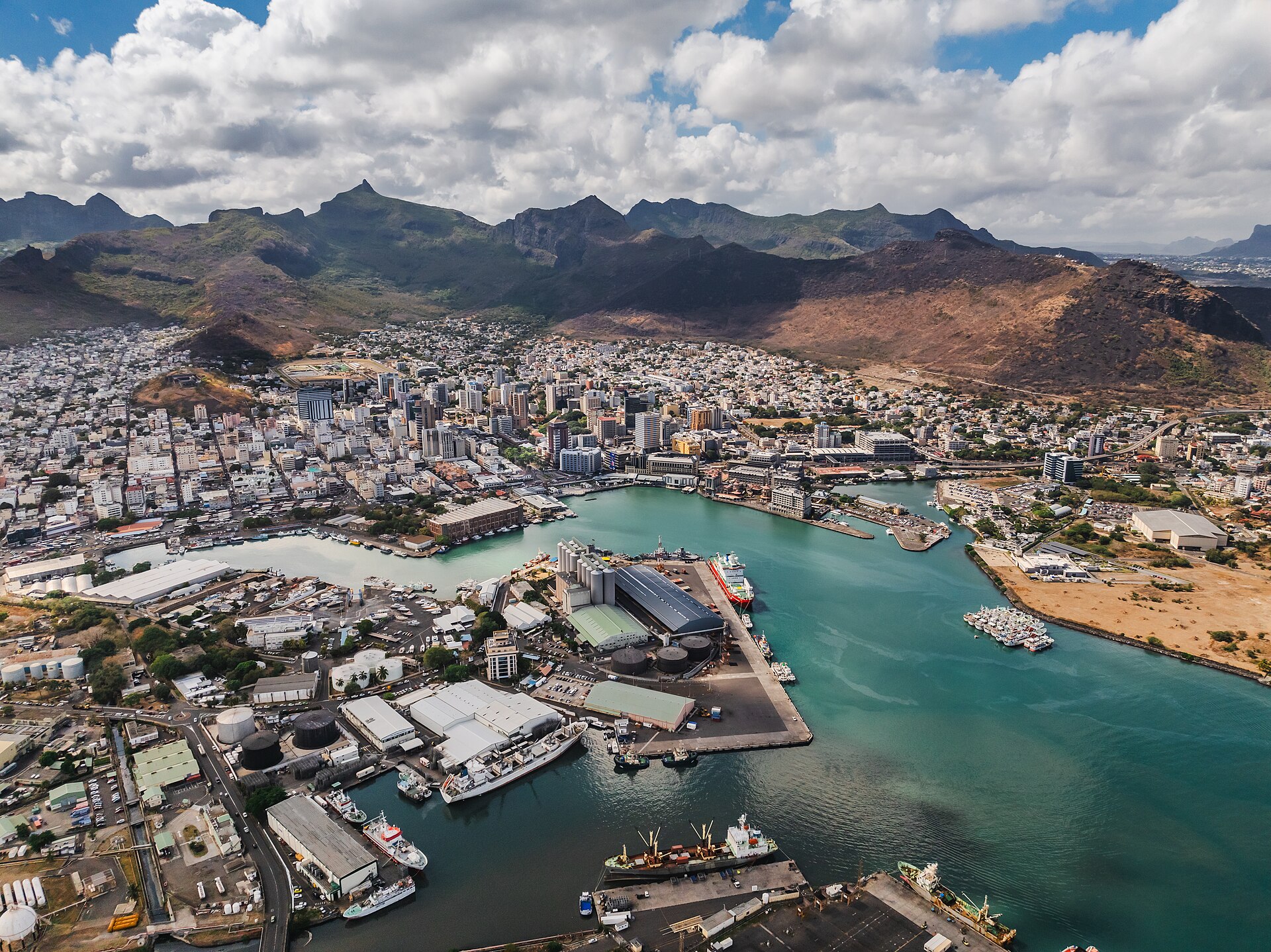 Port Louis, Mauritius, backed by its mountain amphitheater