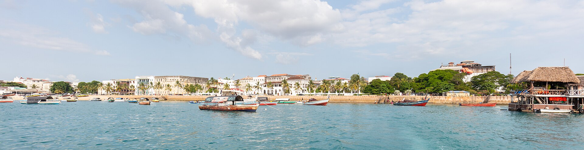 Stone Town waterfront and dhow harbor in Zanzibar, Tanzania