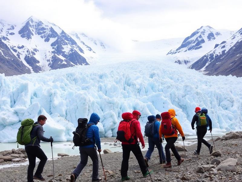 Travelers exploring Alaska's mountain wilderness