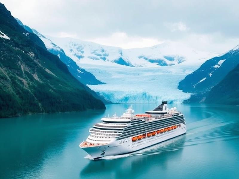 Alaska glacier and mountain scenery viewed from the water