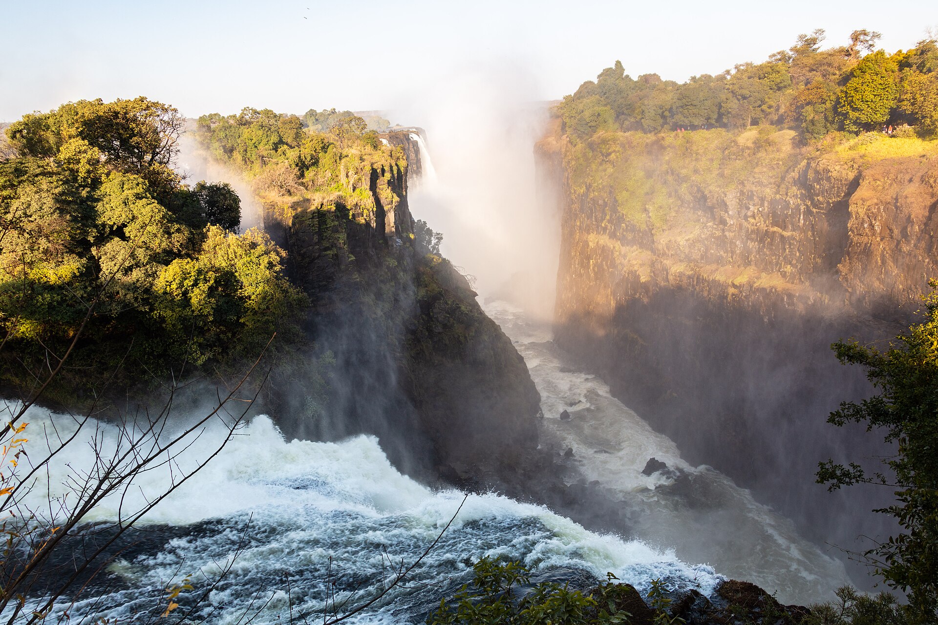 Victoria Falls dropping into the Batoka Gorge beside Zambia